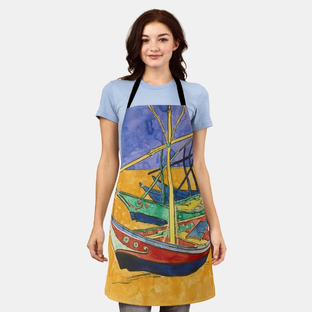 Tablier Vincent van Gogh - Bateaux de pêche sur la plage (Porté)