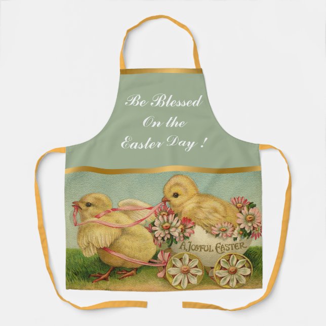 Tablier Vintage 2 Poulets Vacances de Pâques (Recto)
