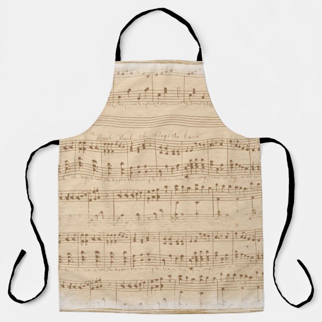 Tablier Vintage beige music notes (Recto)