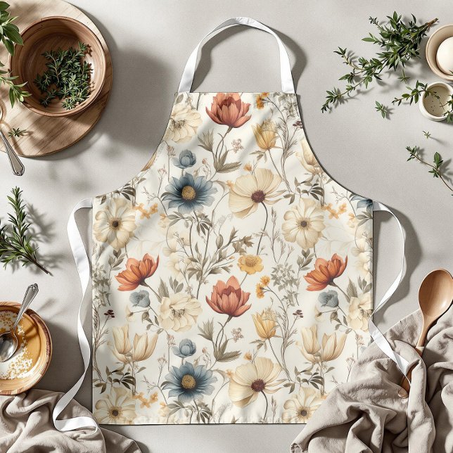 Tablier Vintage Dried Wildflower Navy Terracotta (Créateur téléchargé)