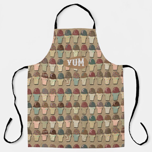 Tablier Vintage Earth Tones Ice Cream Cones Design Motif (Recto)
