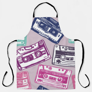 Tablier vintage hand-drawn seamless pattern with old audio