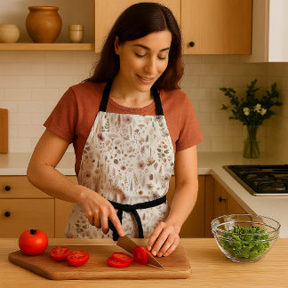 Tablier Vintage Herbarium Pressed Flower Botanical Kitchen