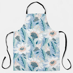 Tablier Vintage motif floral peint à la main avec grand bl