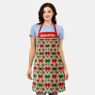 Tablier Vintage Noël Étoiles et vaches Motif
