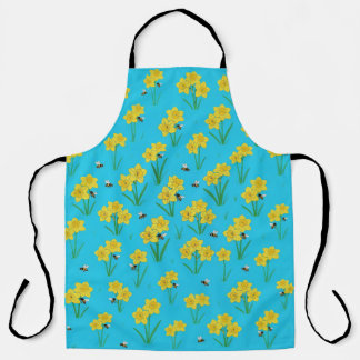 Tablier Vintage Spring Daffodils & Bumblebees Floral Apron