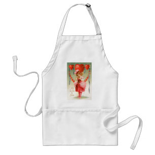 Tablier Vintage Valentines Day, Victorian Girl with Heart