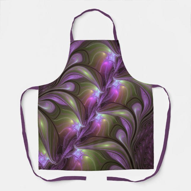 Tablier Violet Abstrait violet violet kaki fractal (Recto)