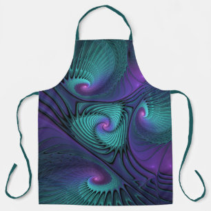 Tablier Violet Rencontre Turquoise Moderne Art Fractal Abs
