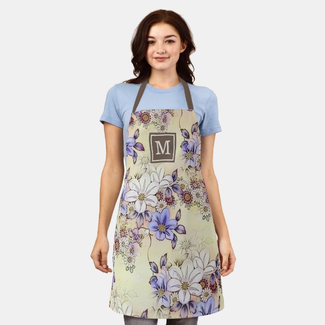 Tablier Violet violet rose foncé Motif (Porté)