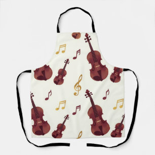 Tablier Violons musicaux motif sans couture