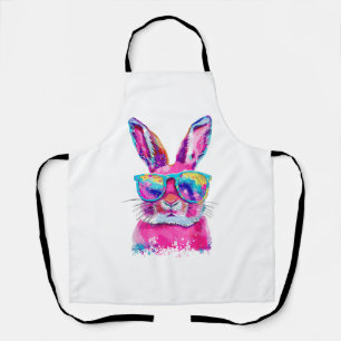 Tablier Visage de lapin avec lunettes Tie Dye Joyeuses Pâq