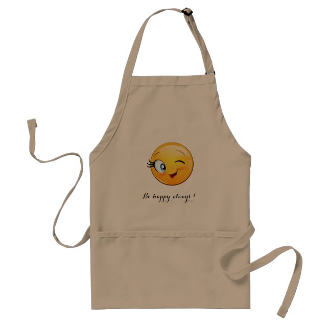 Tablier Visage d'Emoji clin d'œil adorable - Soyez heureux (Devant)