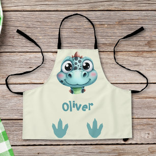 Tablier Visage et empreintes de bébé dinosaure mignons