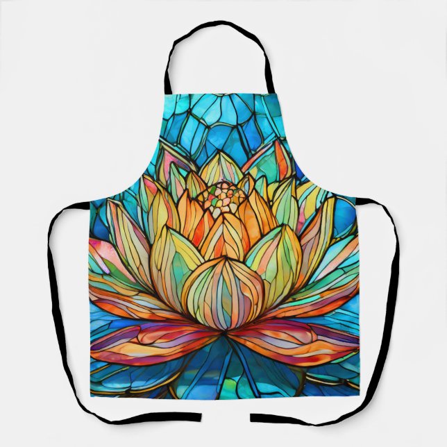 Tablier Vitrail rose lotus (Recto)