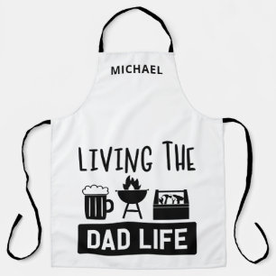 Tablier Vivre Le Papa Vie Bière BBQ Nom Personnalisé