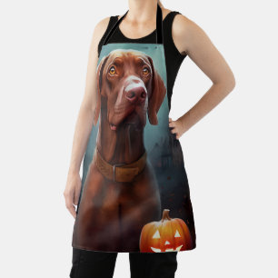 Tablier Vizsla d'Halloween avec la peur Citrouille