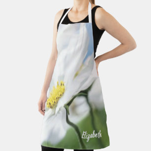 Tablier Voeux avec marguerites blanches Personnalisé
