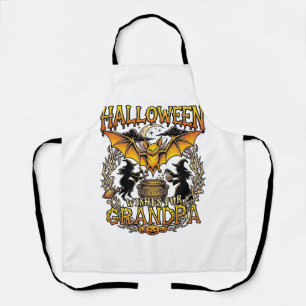 Tablier Vœux d'Halloween Grand-père Chauve-souris Chaudron
