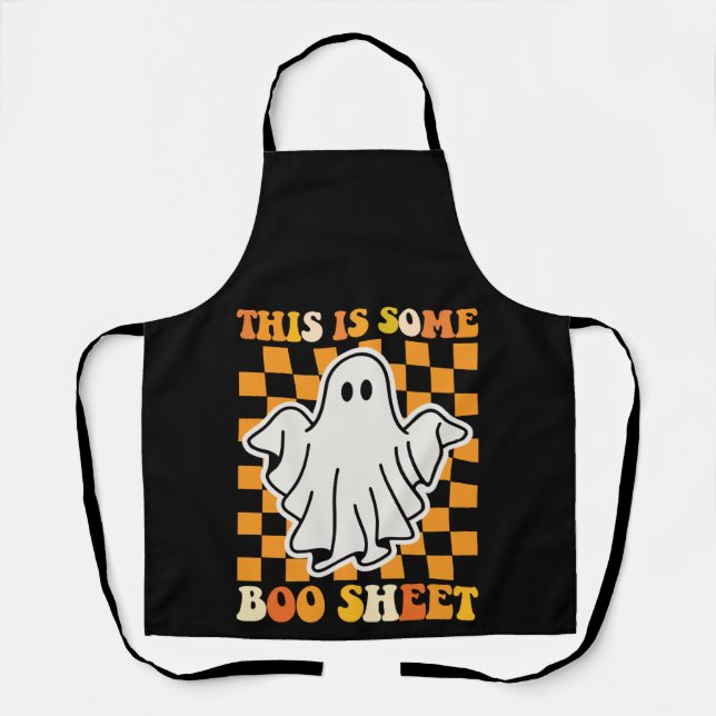 Tablier Voici Une Feuille De Boite Halloween Retro Ghost (Recto)