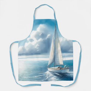 Tablier Voilier Solitaire à l'Horizon Bleu