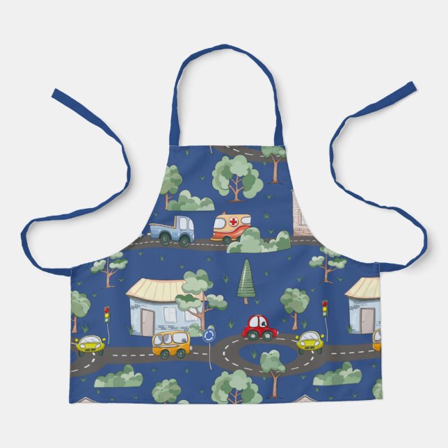 Tablier Voitures mignonnes en Ville Motif pour petits garç (Recto)