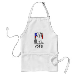 Tablier Votez ! Vieux anglais Sheepdog Grey 1 mignon polit