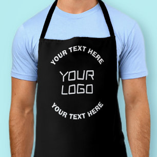 Tablier Votre logo ou image et texte modifiable   Noir et 