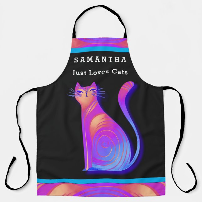 Tablier Votre nom Just Love Cats mignon Cat Citation (Recto)