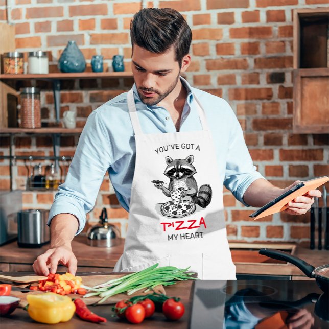 Tablier Vous Avez Une Pizza Mon Coeur | Raccoon (#PizzaMyHeart #foodlovergift #raccoonlovergift #raccooneatingpizza)