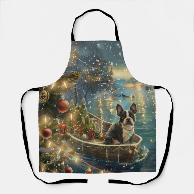 Tablier Voyage de fête de Noël de Boston Terrier (Recto)