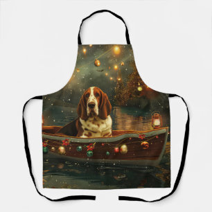Tablier Voyage de Noël festif de Basset Hound