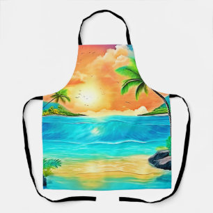 Tablier Vue sur la plage Tropical Sunset Paradise