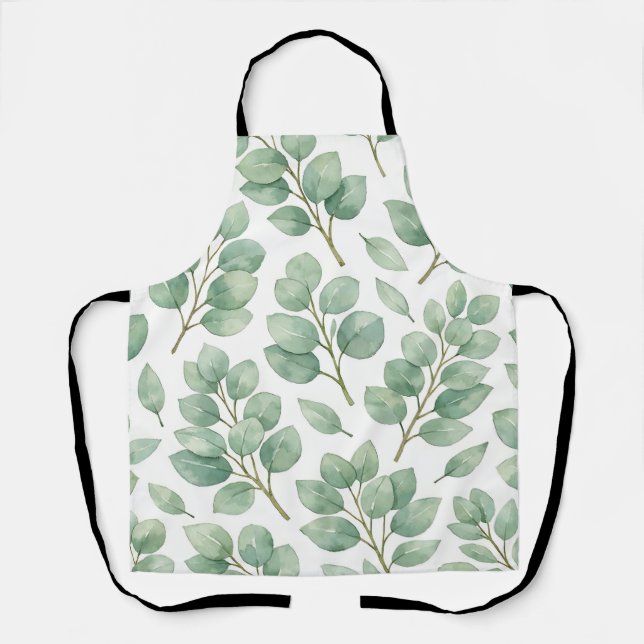 Tablier Watercolor Eucalyptus Greenery Pattern (Recto)