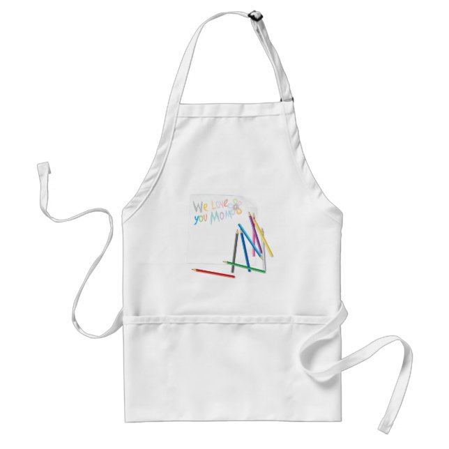 Tablier We Love You Mom Hand-Drawn Crayon Art (Devant)