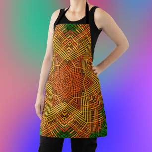 Tablier Weer Mandala jaune orange et vert