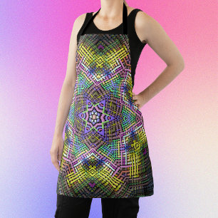 Tablier Weer Mandala jaune rose et vert