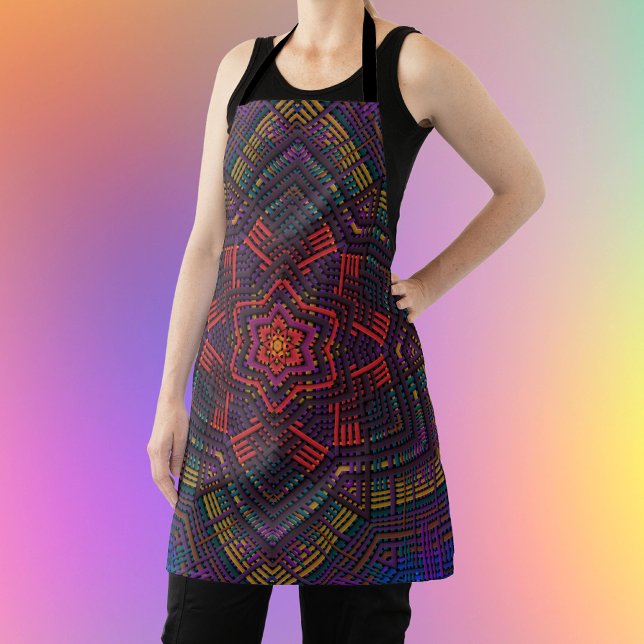 Tablier Weer Mandala violet jaune rouge et bleu (Créateur téléchargé)