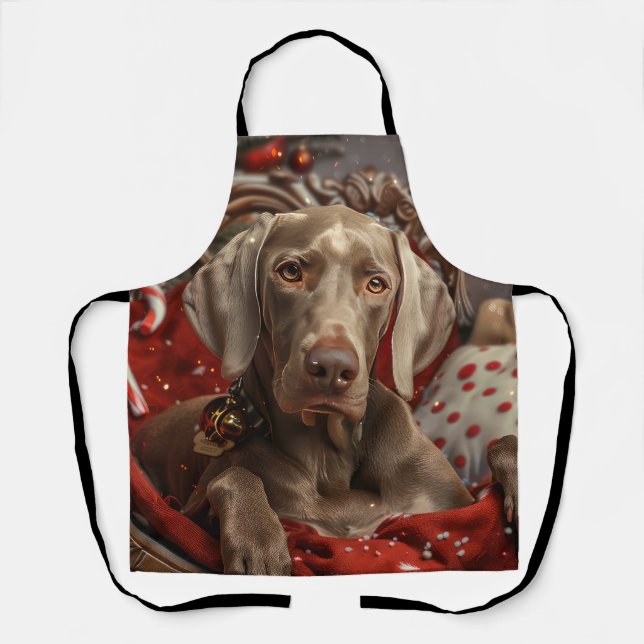 Tablier Weimaraner Chien Festif de Noël (Recto)