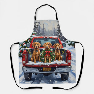 Tablier Weimaraner Noël Camion Rouge Fêtes de fin d'année