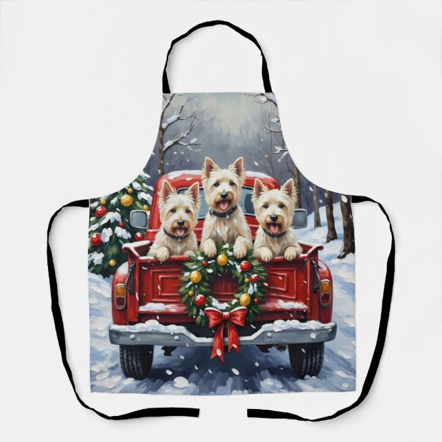 Tablier West Highland White Terrier Christmas Red Truck (Recto)