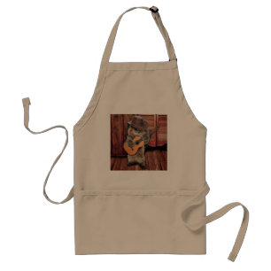 Tablier Western Cat cowboy musicien avec guitare