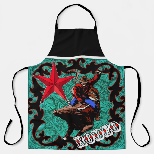 Tablier Western Rodeo Cowboy Bull Riding (Recto)