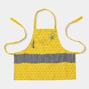 Tablier Whimsical Bee and Honeycomb Personnalisé