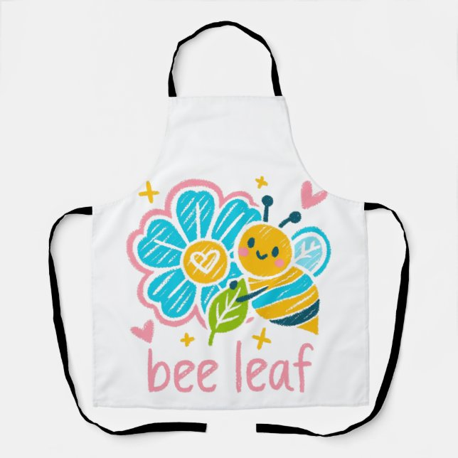 Tablier Whimsical 'Bee Leaf' Crayon Art: Garden Lovers (Recto)