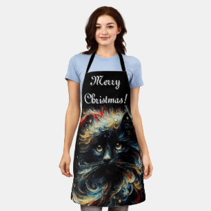 Tablier Whimsical Black Cat Père Noël Casquette de Noël sa