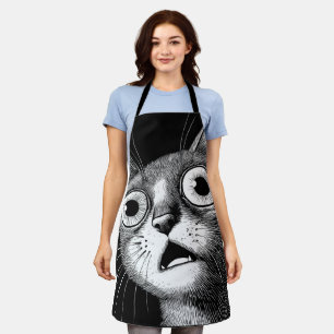 Tablier Whimsical Retro Psycho Cat Apron