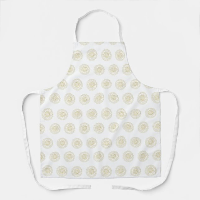 Tablier White | Golden Zinnia Flower Medallions (Recto)