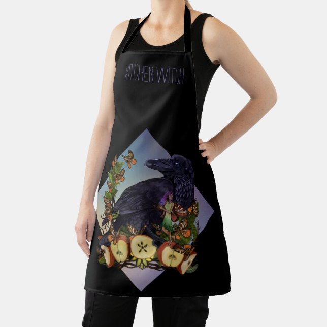 Tablier Wicca Moon Phase Pomples Raven Faery Art (Insitu)