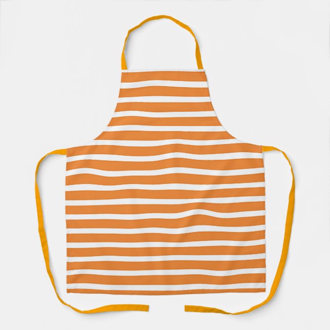 Tablier Wide Orange White Horizontal Stripes Chef  (Recto)